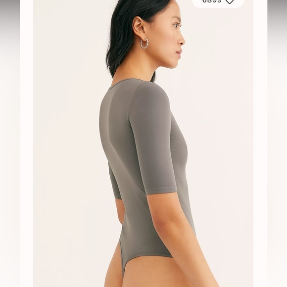 Free People Crew Love Bodysuit in Charcoal size Large - Picture 3 of 7